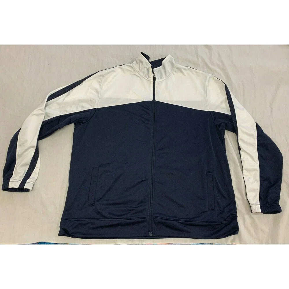 CHAMPION MENS ATHLETIC FULL ZIP JACKET SIZE XXL DARK BLUE POCKETS LONG SLEEVE